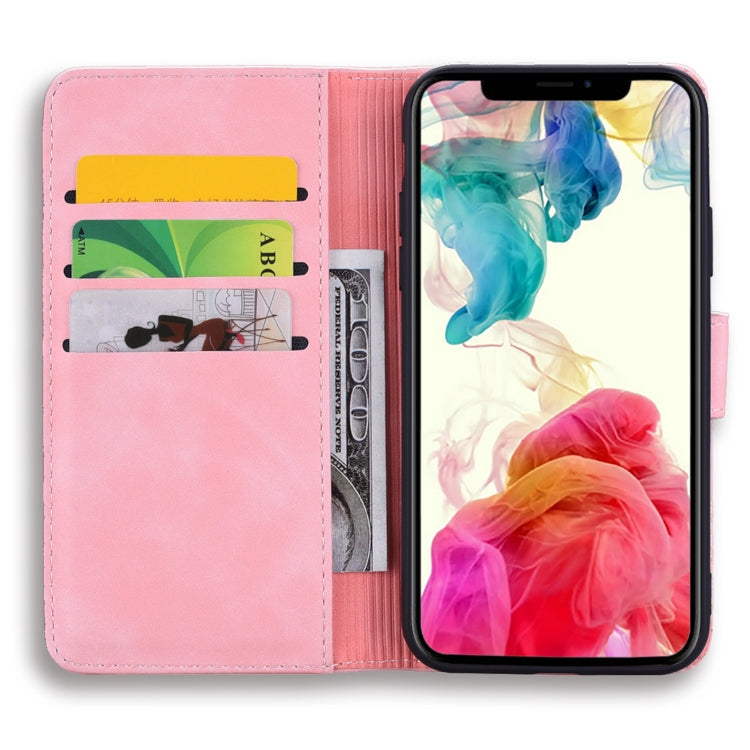 For iPhone 16 Pro Max Mandala Embossed Dual-Fold Calf Leather Phone Case(Pink)