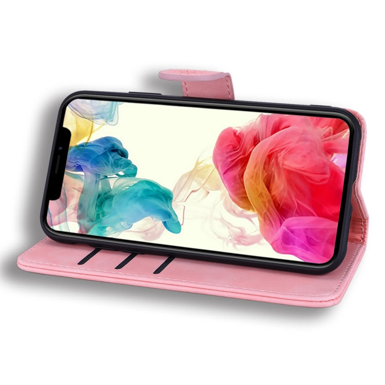 For iPhone 16 Pro Max Mandala Embossed Dual-Fold Calf Leather Phone Case(Pink)