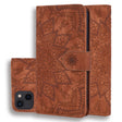 For iPhone 16 Pro Mandala Embossed Dual-Fold Calf Leather Phone Case(Brown) - iPhone 16 Pro Cases by PMC TechLife | Online Shopping South Africa | PMC TechLife | Buy Now Pay Later Mobicred