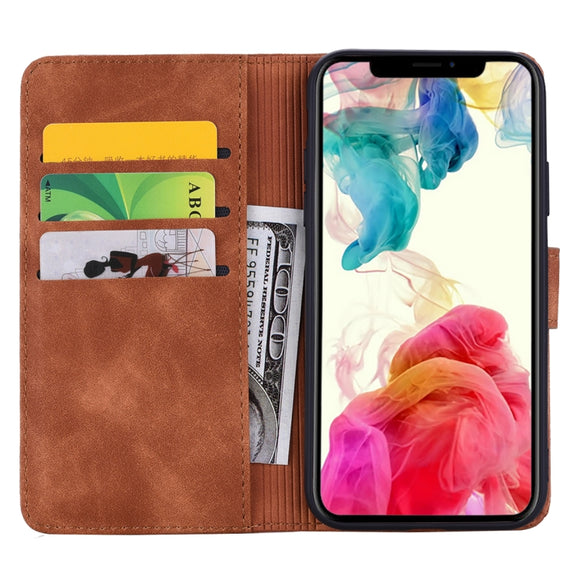 For iPhone 16 Plus Mandala Embossed Dual-Fold Calf Leather Phone Case(Brown)