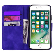 For iPhone 16e Mandala Embossed Dual-Fold Calf Leather Phone Case(Purple)