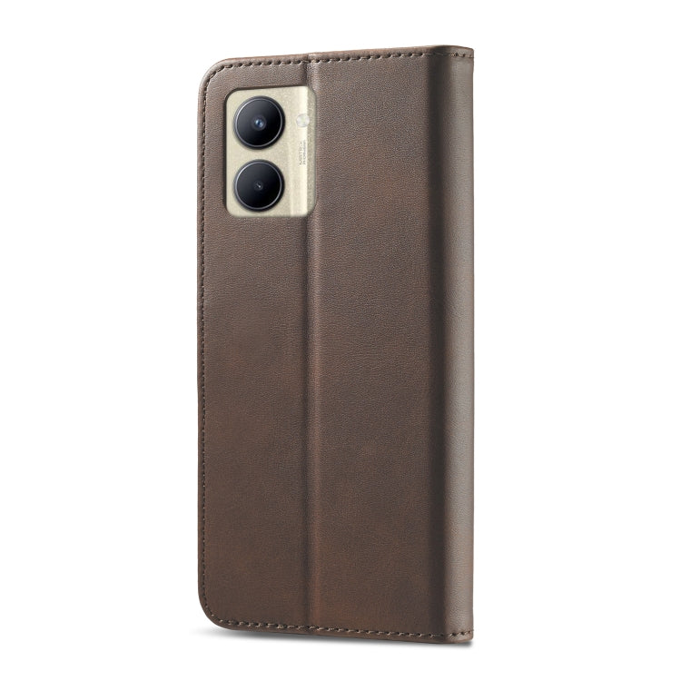 For Realme C33 2022 / C33 2023 LC.IMEEKE Calf Texture Horizontal Flip Leather Case(Brown)