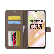 For Realme C33 2022 / C33 2023 LC.IMEEKE Calf Texture Horizontal Flip Leather Case(Brown)