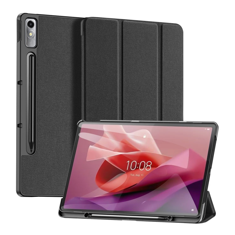 For Lenovo Tab P12 12.7 2023 DUX DUCIS Domo Series Magnetic Flip Leather Tablet Case(Black)