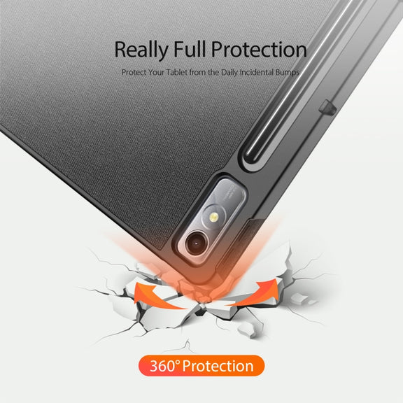 For Lenovo Tab P12 12.7 2023 DUX DUCIS Domo Series Magnetic Flip Leather Tablet Case(Black)