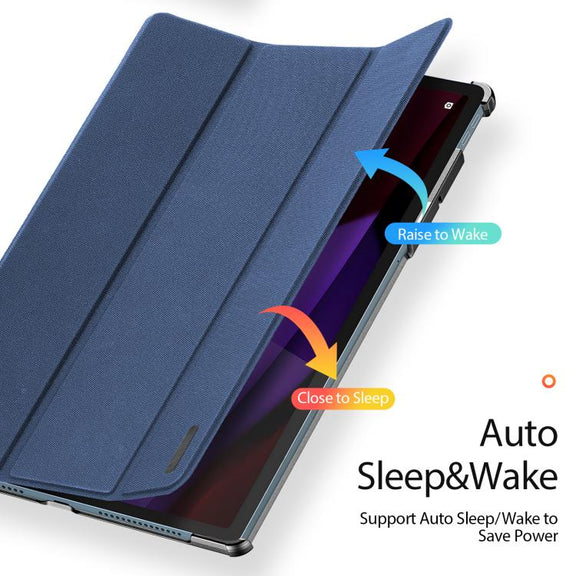 For Lenovo Yoga Tab Plus DUX DUCIS Domo Series Magnetic Flip Leather Tablet Case(Blue)