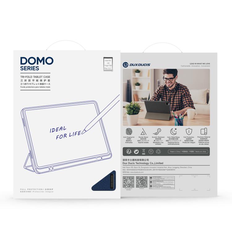 For Lenovo Yoga Tab Plus DUX DUCIS Domo Series Magnetic Flip Leather Tablet Case(Blue)