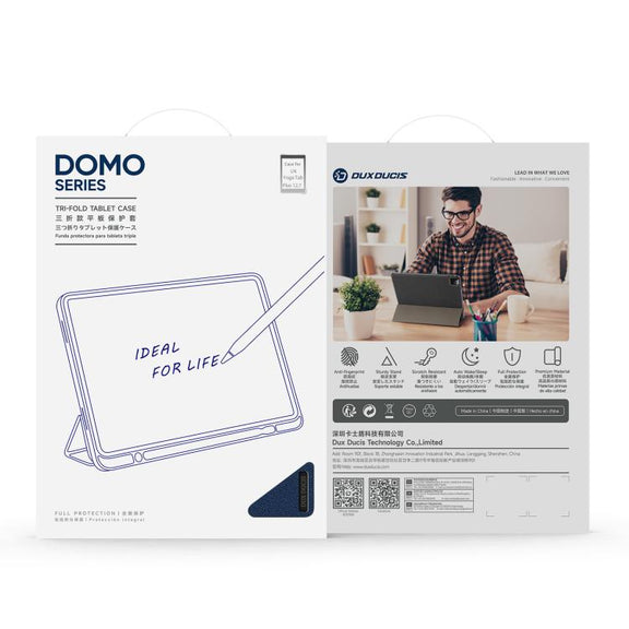 For Lenovo Yoga Tab Plus DUX DUCIS Domo Series Magnetic Flip Leather Tablet Case(Blue)