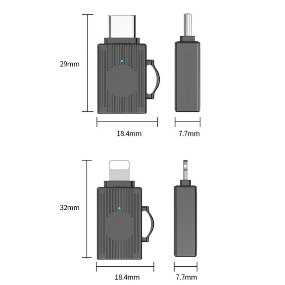 USB to USB-C / Type-C Multifunction Travel Case Shape Apapter(Light Gold)