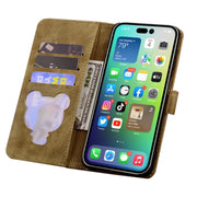 For iPhone 16 Pro Max Cartoon Sakura Cat Embossed Leather Phone Case(Brown)
