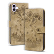 For iPhone 16 Plus Cartoon Sakura Cat Embossed Leather Phone Case(Brown) - iPhone 16 Plus Cases by PMC TechLife | Online Shopping South Africa | PMC TechLife | Buy Now Pay Later Mobicred