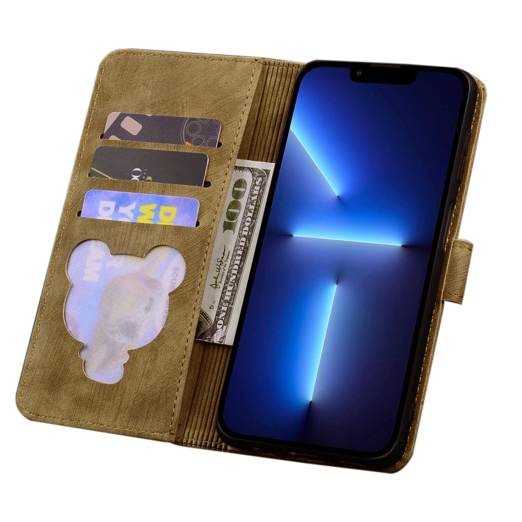 For iPhone 16 Plus Cartoon Sakura Cat Embossed Leather Phone Case(Brown)