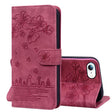 For iPhone 16e Cartoon Sakura Cat Embossed Leather Phone Case(Wine Red) - iPhone 16e Cases by PMC TechLife | Online Shopping South Africa | PMC TechLife | Buy Now Pay Later Mobicred