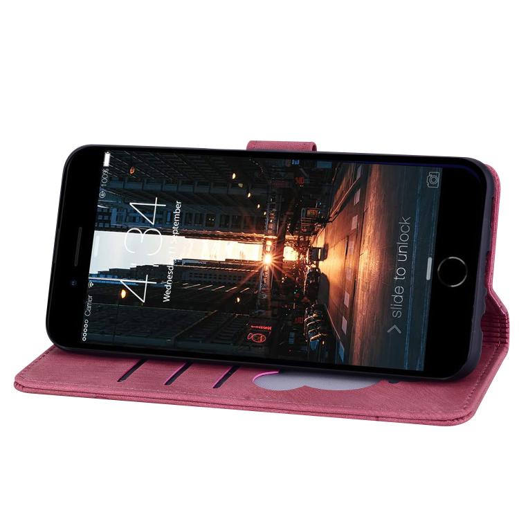 For iPhone 16e Cartoon Sakura Cat Embossed Leather Phone Case(Wine Red)