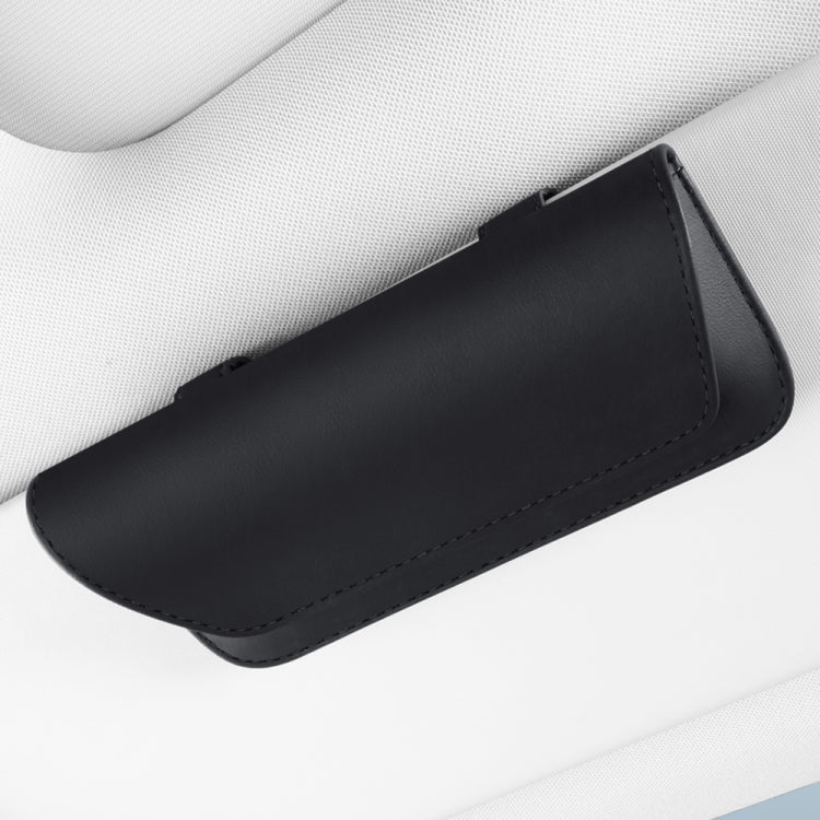 3064 Napa Texture Leather Car Glasses Storage Bag(Black)