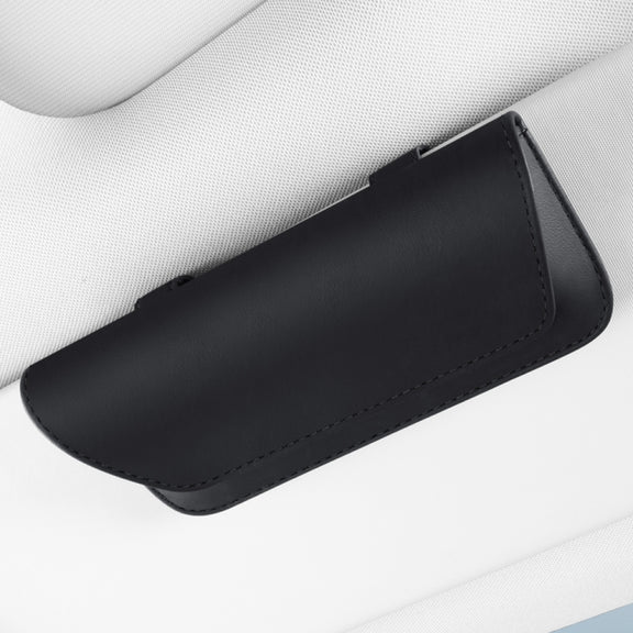 3064 Napa Texture Leather Car Glasses Storage Bag(Black)
