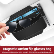 3073 Napa Texture Leather Car Removable Glasses Storage Bag(Grey)