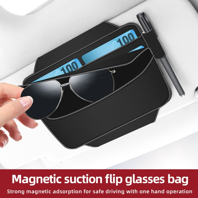 3073 Napa Texture Leather Car Removable Glasses Storage Bag(Black)