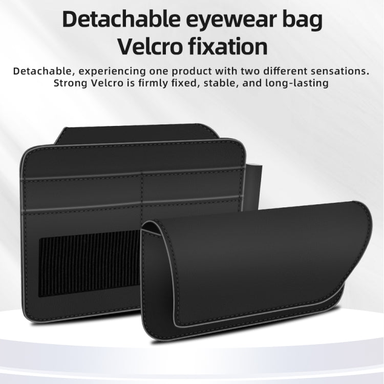 3073 Napa Texture Leather Car Removable Glasses Storage Bag(Grey)