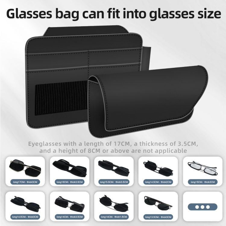 3073 Napa Texture Leather Car Removable Glasses Storage Bag(Brown)