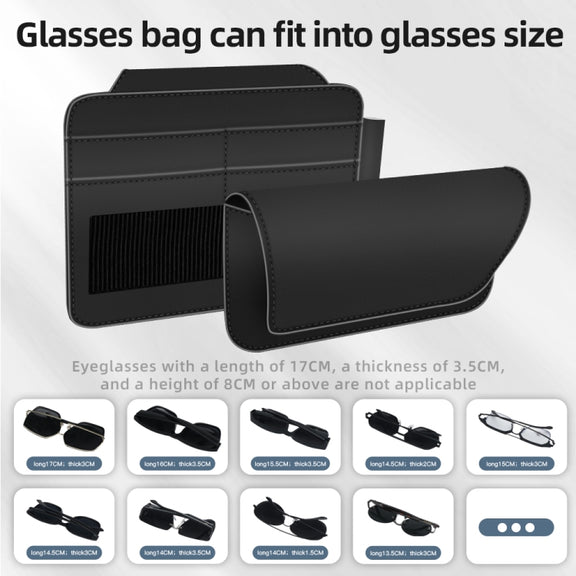 3073 Napa Texture Leather Car Removable Glasses Storage Bag(Grey)