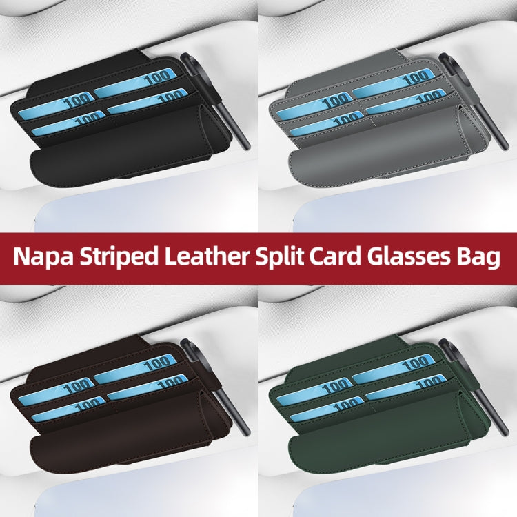 3073 Napa Texture Leather Car Removable Glasses Storage Bag(Brown)