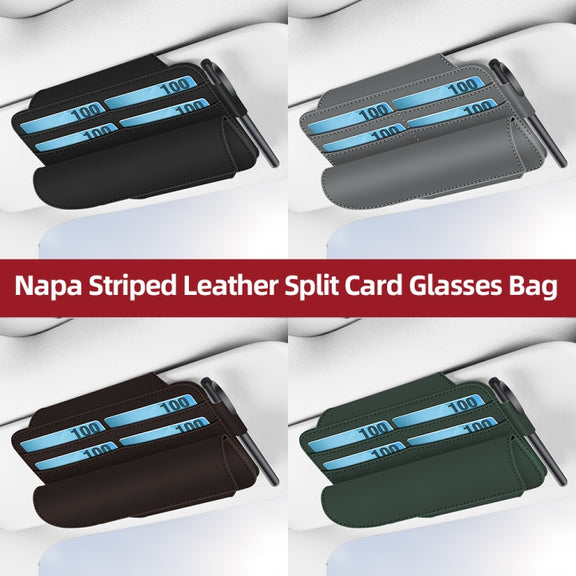 3073 Napa Texture Leather Car Removable Glasses Storage Bag(Brown)