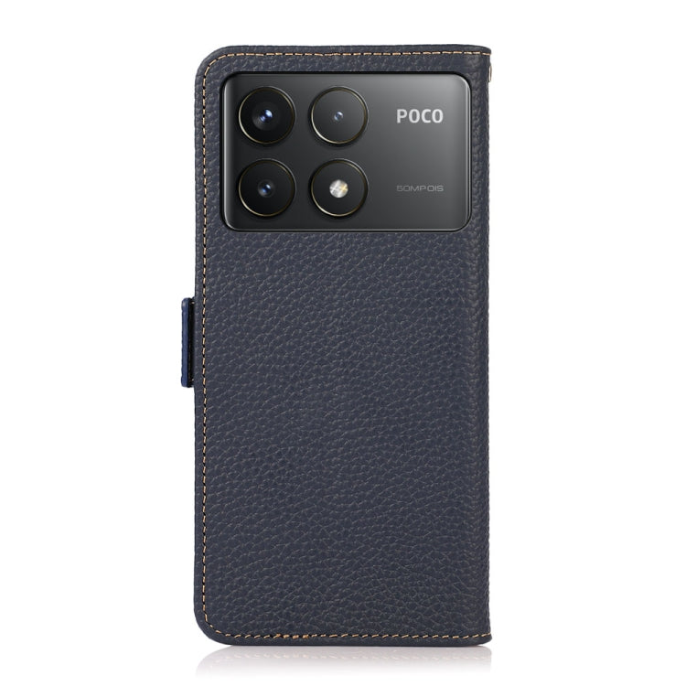 For Xiaomi Redmi K70 KHAZNEH Side-Magnetic Litchi Genuine Leather RFID Phone Case(Blue)