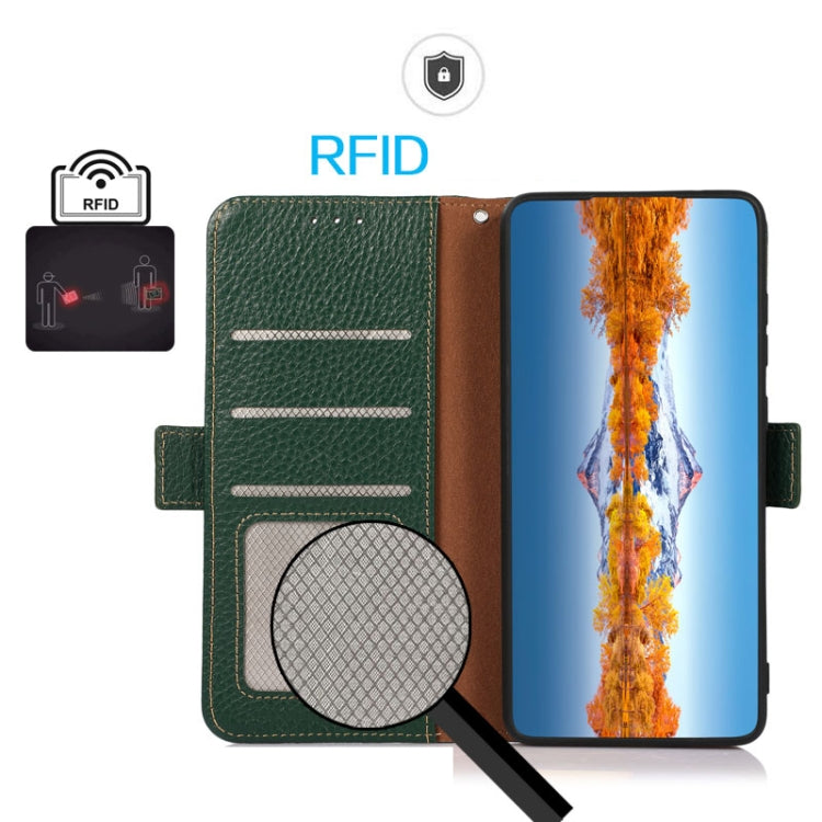 For Xiaomi Redmi K70 Pro KHAZNEH Side-Magnetic Litchi Genuine Leather RFID Phone Case(Green)