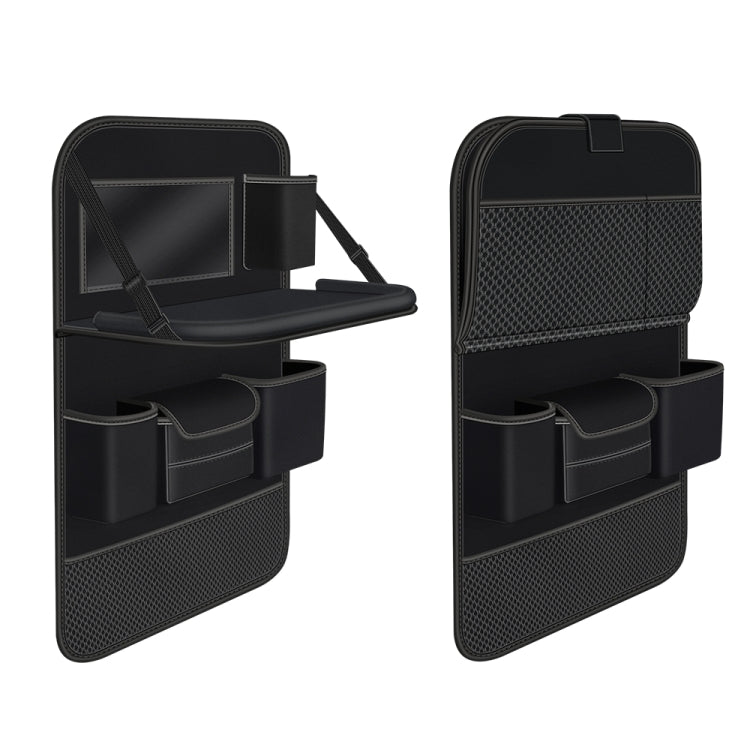 4041 Napa Texture Leather Car Seat Back Storage Bag Folding Dining Table(Black)