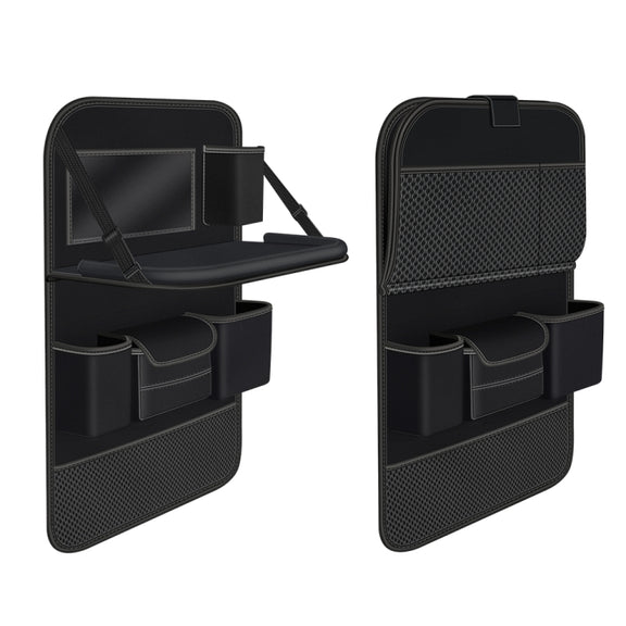4041 Napa Texture Leather Car Seat Back Storage Bag Folding Dining Table(Black)