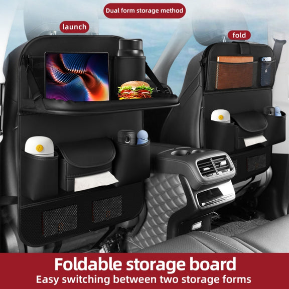 4041 Napa Texture Leather Car Seat Back Storage Bag Folding Dining Table(Brown)