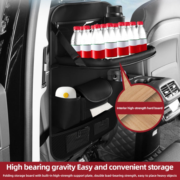4041 Napa Texture Leather Car Seat Back Storage Bag Folding Dining Table(Olive Green)