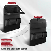 4041 Napa Texture Leather Car Seat Back Storage Bag Folding Dining Table(Olive Green)