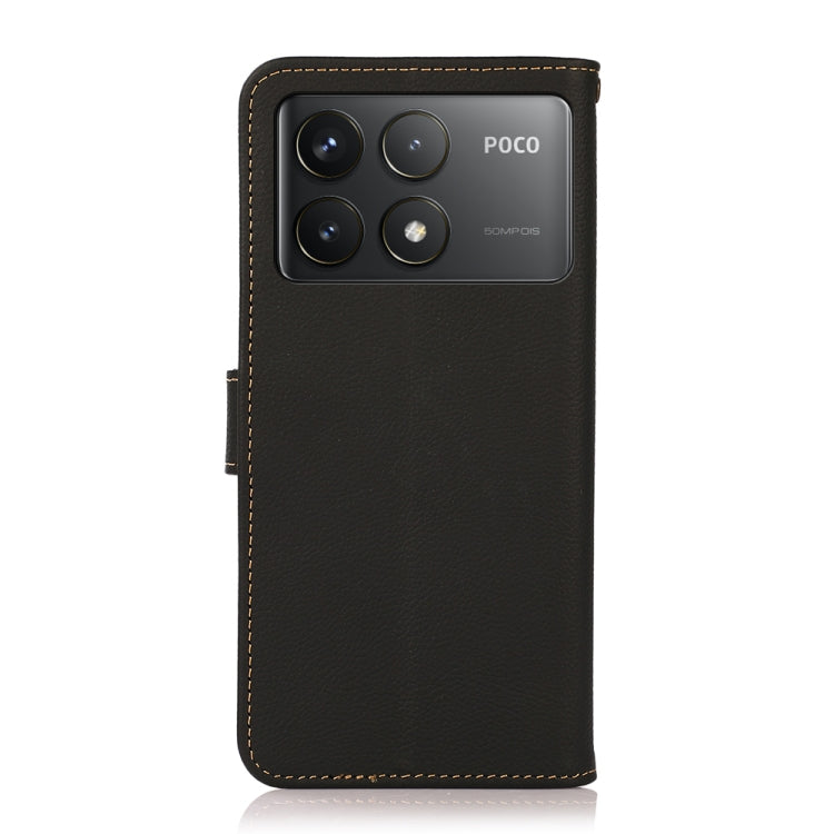 For Xiaomi Redmi K70 KHAZNEH Custer Texture RFID Genuine Leather Phone Case(Black)
