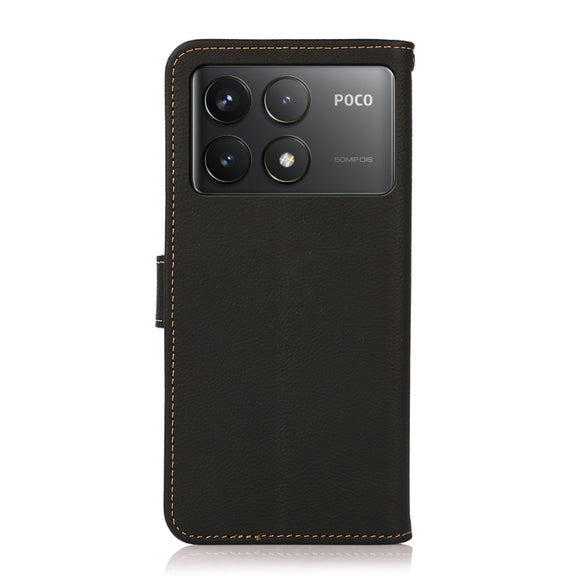 For Xiaomi Redmi K70 KHAZNEH Custer Texture RFID Genuine Leather Phone Case(Black)