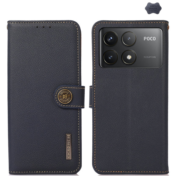 For Xiaomi Redmi K70 KHAZNEH Custer Texture RFID Genuine Leather Phone Case(Blue)