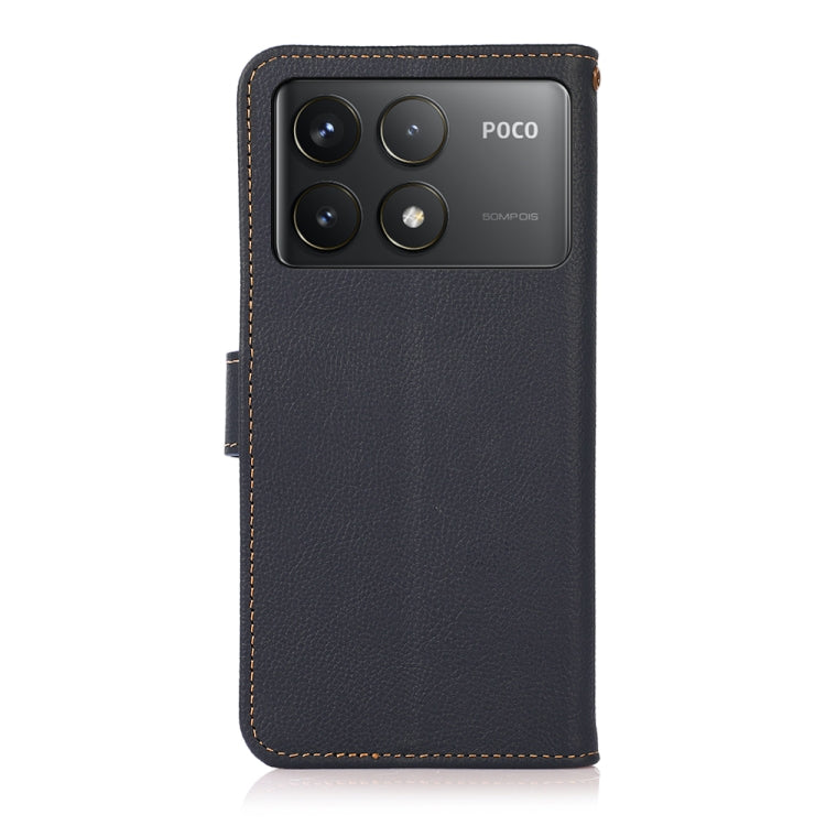 For Xiaomi Redmi K70 Pro KHAZNEH Custer Texture RFID Genuine Leather Phone Case(Blue)