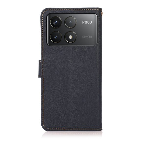 For Xiaomi Redmi K70 Pro KHAZNEH Custer Texture RFID Genuine Leather Phone Case(Blue)
