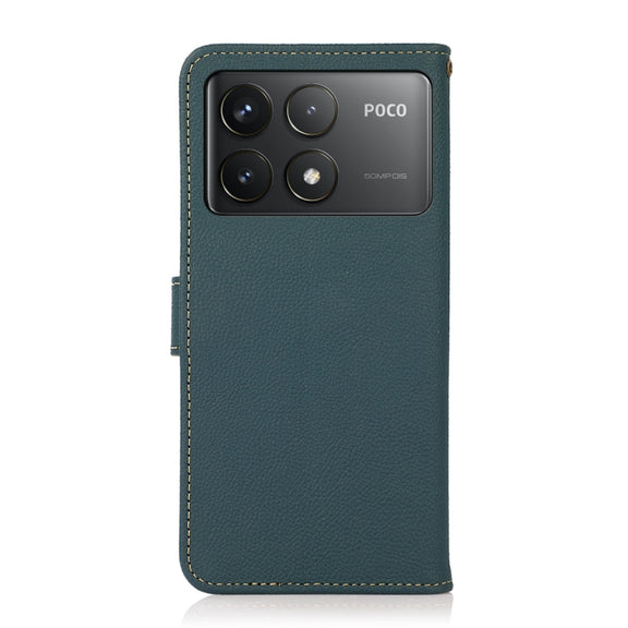 For Xiaomi Redmi K70 Pro KHAZNEH Custer Texture RFID Genuine Leather Phone Case(Green)