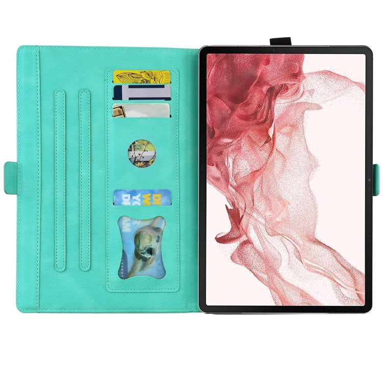 For Samsung Galaxy Tab S9 FE Love Butterfly Embossed Leather Tablet Case(Mint Green)