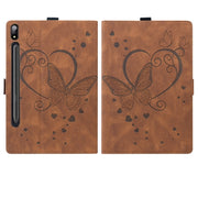 For Samsung Galaxy Tab S9 FE Love Butterfly Embossed Leather Tablet Case(Brown)