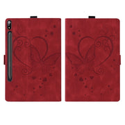 For Samsung Galaxy Tab S9 FE+ Love Butterfly Embossed Leather Tablet Case(Red)