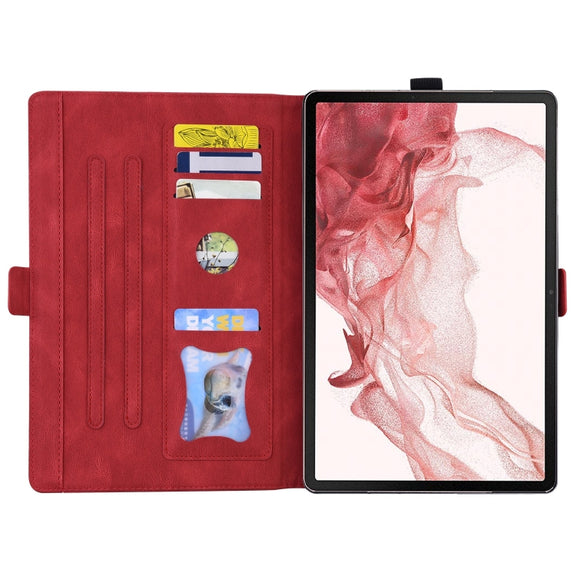For Samsung Galaxy Tab S9 FE+ Love Butterfly Embossed Leather Tablet Case(Red)