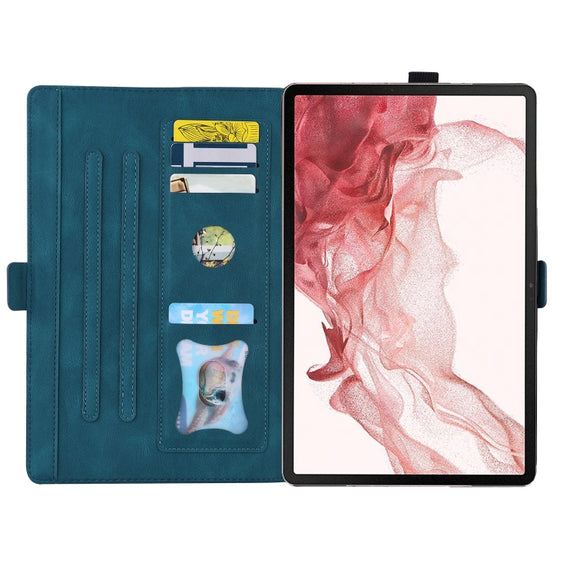 For Samsung Galaxy Tab S9 FE+ Love Butterfly Embossed Leather Tablet Case(Blue)