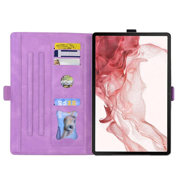 For Samsung Galaxy Tab S9 FE+ Love Butterfly Embossed Leather Tablet Case(Purple)