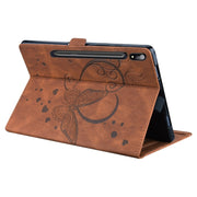 For Samsung Galaxy Tab S9 FE+ Love Butterfly Embossed Leather Tablet Case(Brown)