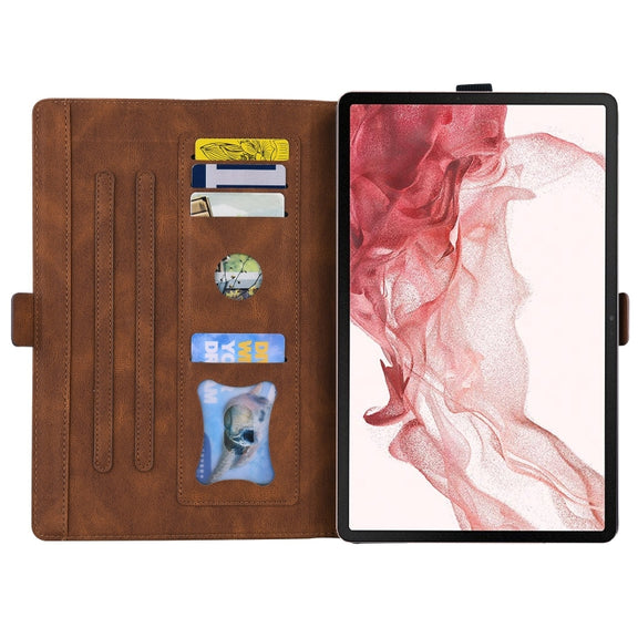 For Samsung Galaxy Tab S9 FE+ Love Butterfly Embossed Leather Tablet Case(Brown)