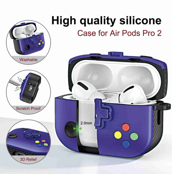 For AirPods Pro Game Console Shape Wireless Earphones Protective Case(White)