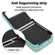 For Motorola Razr 40 Rhombic Texture Card Bag Phone Case with Dual Lanyard(Green)